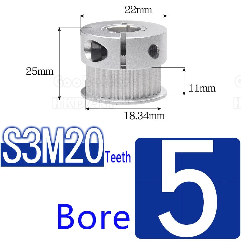 S3M Timing Pulley Belt Synchronous Wheel Gear 3D Printer Bore 5-15mm 20-28 Teeth