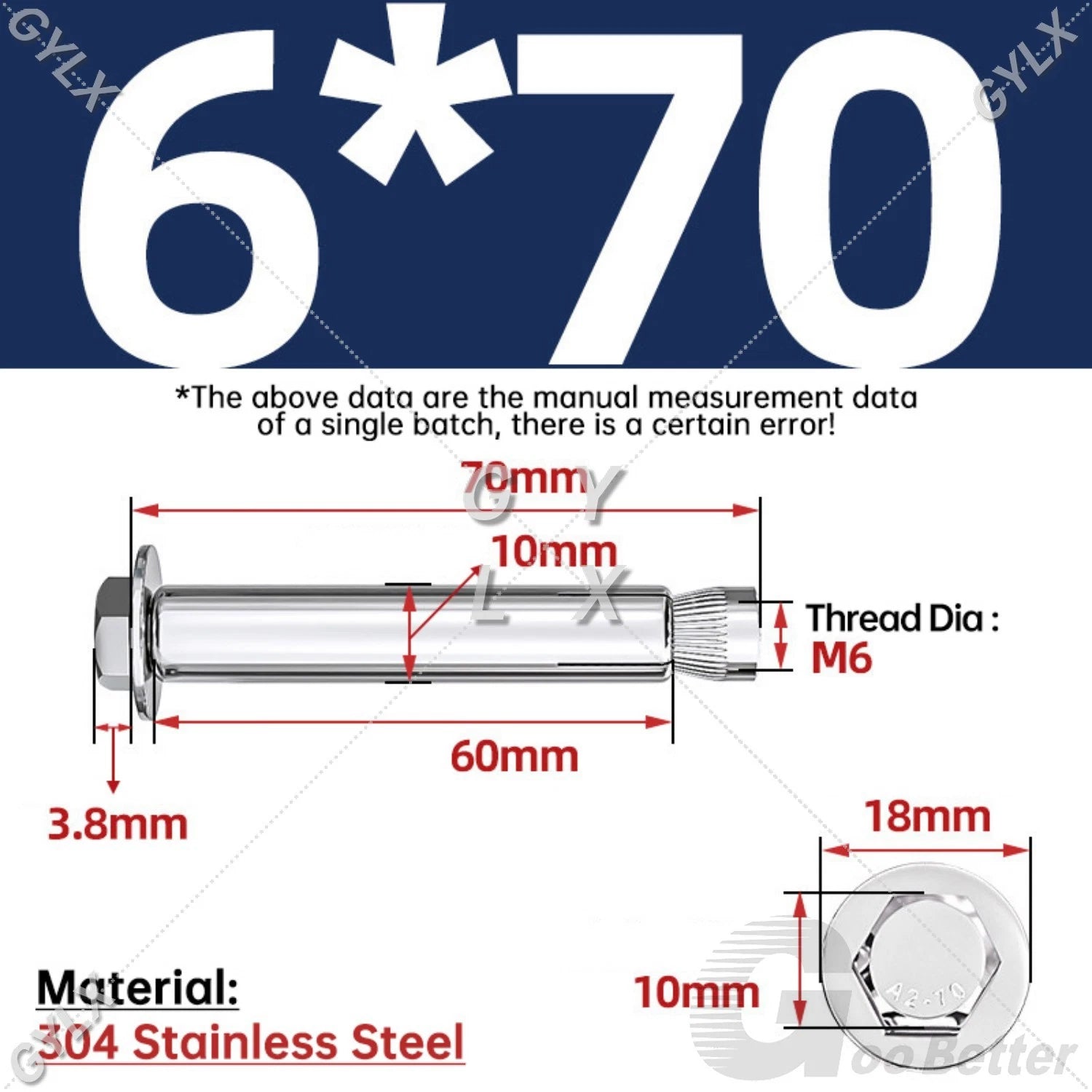 Expansion Anchor Bolts for Masonry — M6 to M16, Stainless Steel & Zinc-Coated