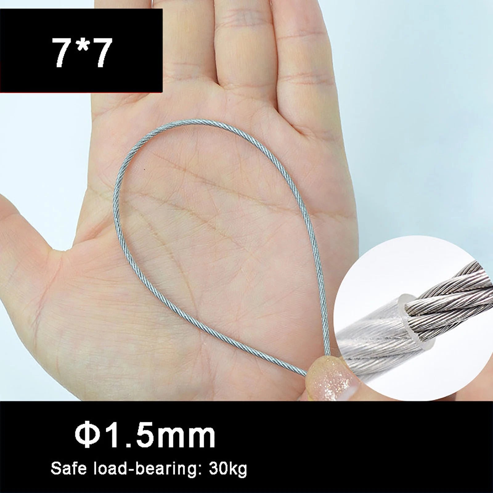Stainless Steel Wire Rope Lifting Metal Cable Clear Black PVC Coated Φ0.6mm-5mm