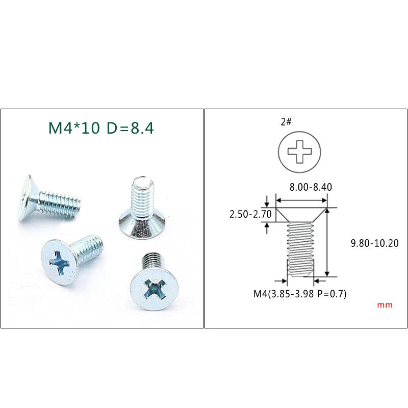 M4 M5 M6 Phillips Countersunk Screws – Zinc Plated Carbon Steel, 6–24mm Lengths (Bulk Pack)