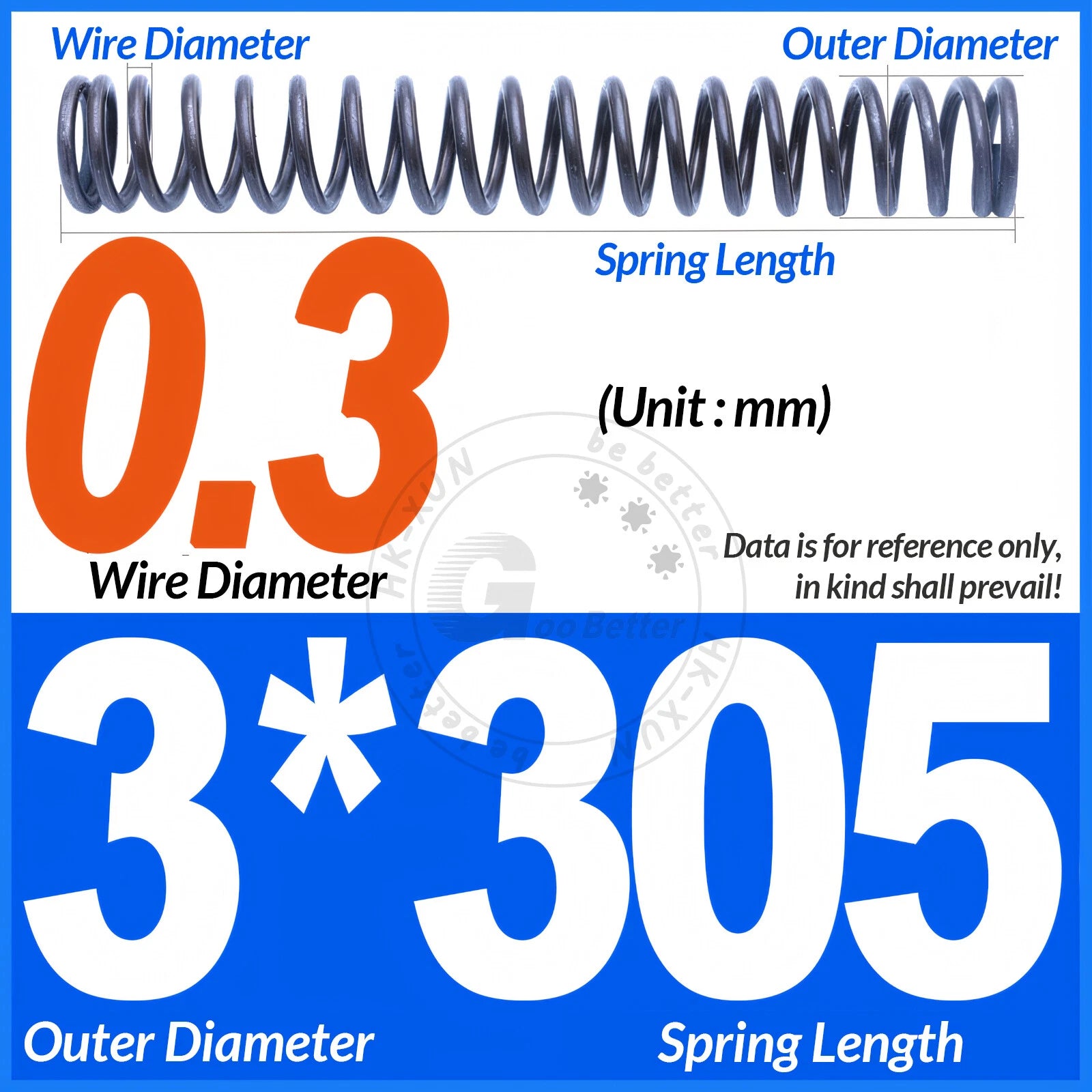 Length 305mm Compression Spring Pressure Springs OD 3-60mm Wire Dia 0.3mm-6.0mm
