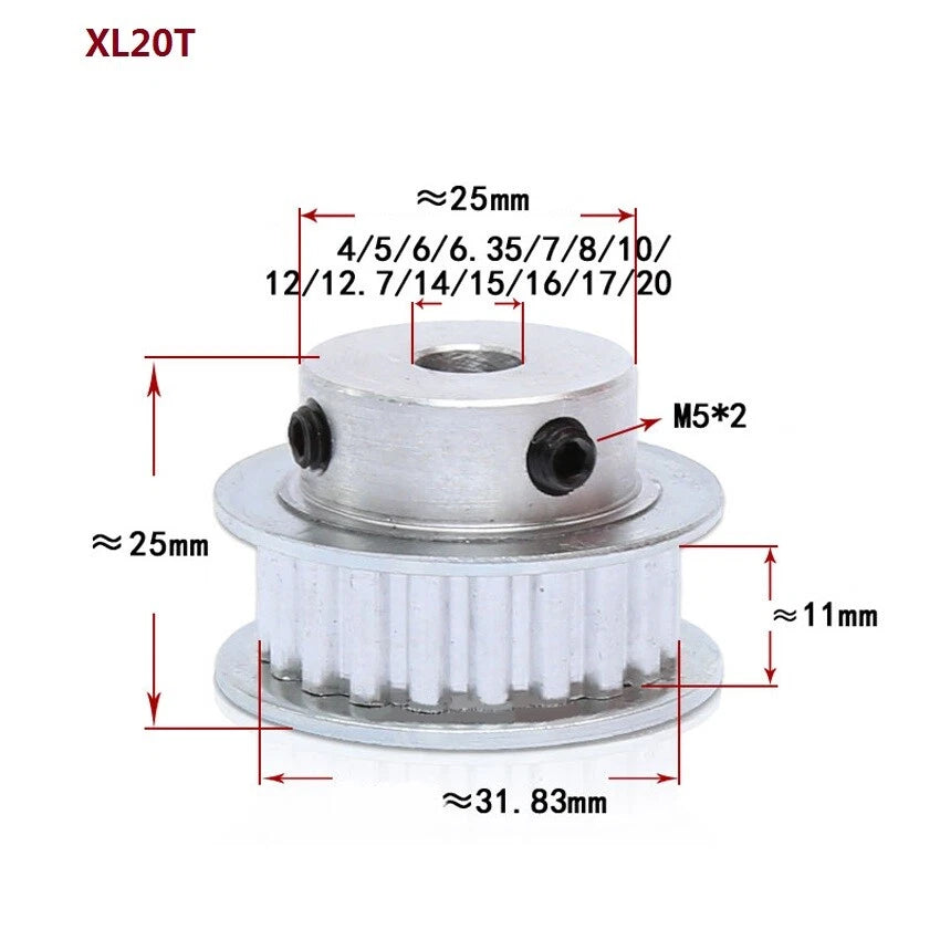 XL10-100T Timing Belt Pulley Pitch 5.08mm Synchronous Wheel Tooth Width 11mm