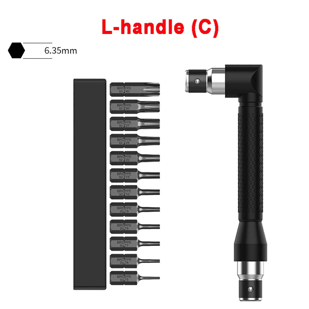 1/4" Screwdriver Bits Kit Angle L-Shape Socket Wrench-Ratchet Screwdriver Set