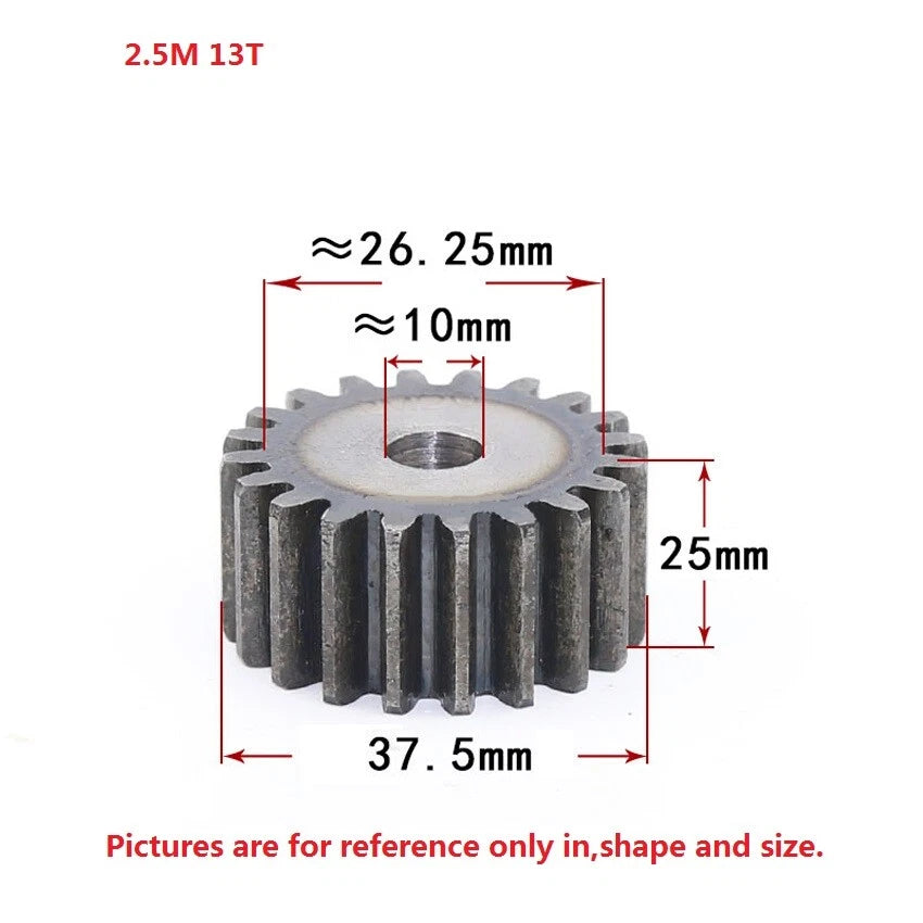 2.5 Mod 12T-75T Spur Gears pitch 7.85mm 45# Steel Pinion Motor Gear Thick 25mm