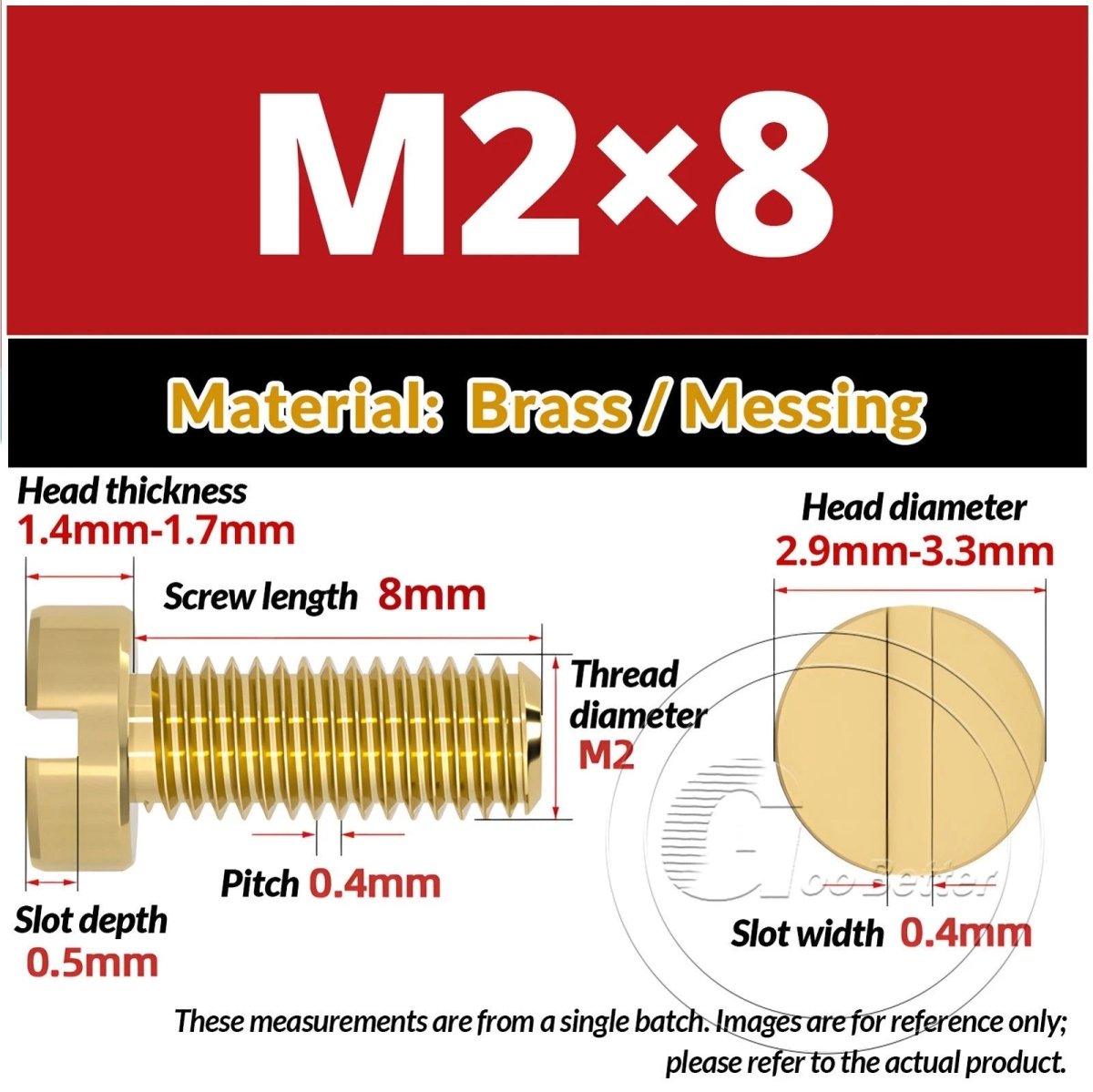 Brass Slotted Pan Head Machine Screws — M2 to M10, Multiple Lengths - HomeDIYer
