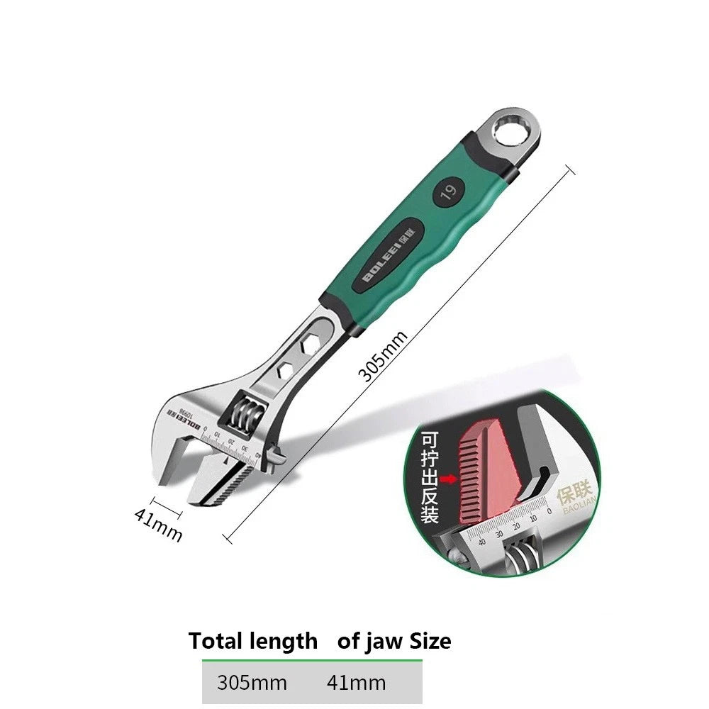 Adjustable Spanner Wrench 6" 8" To 24" Garage Tool Soft Grip Handle Metric Scale