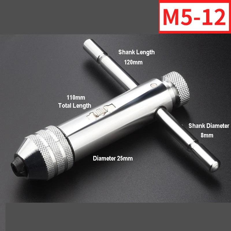 Ratchet Tap Wrench, Holder For Use With Hand Taps/Sets M1 - M8 & M5 - M12 Metric