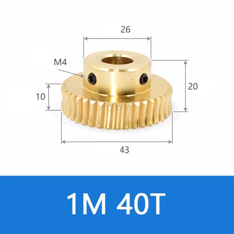 Brass Worm Wheel Gear 1/1.5 Modulus Transmission Gear Worm Rod Worm Gear Shaft
