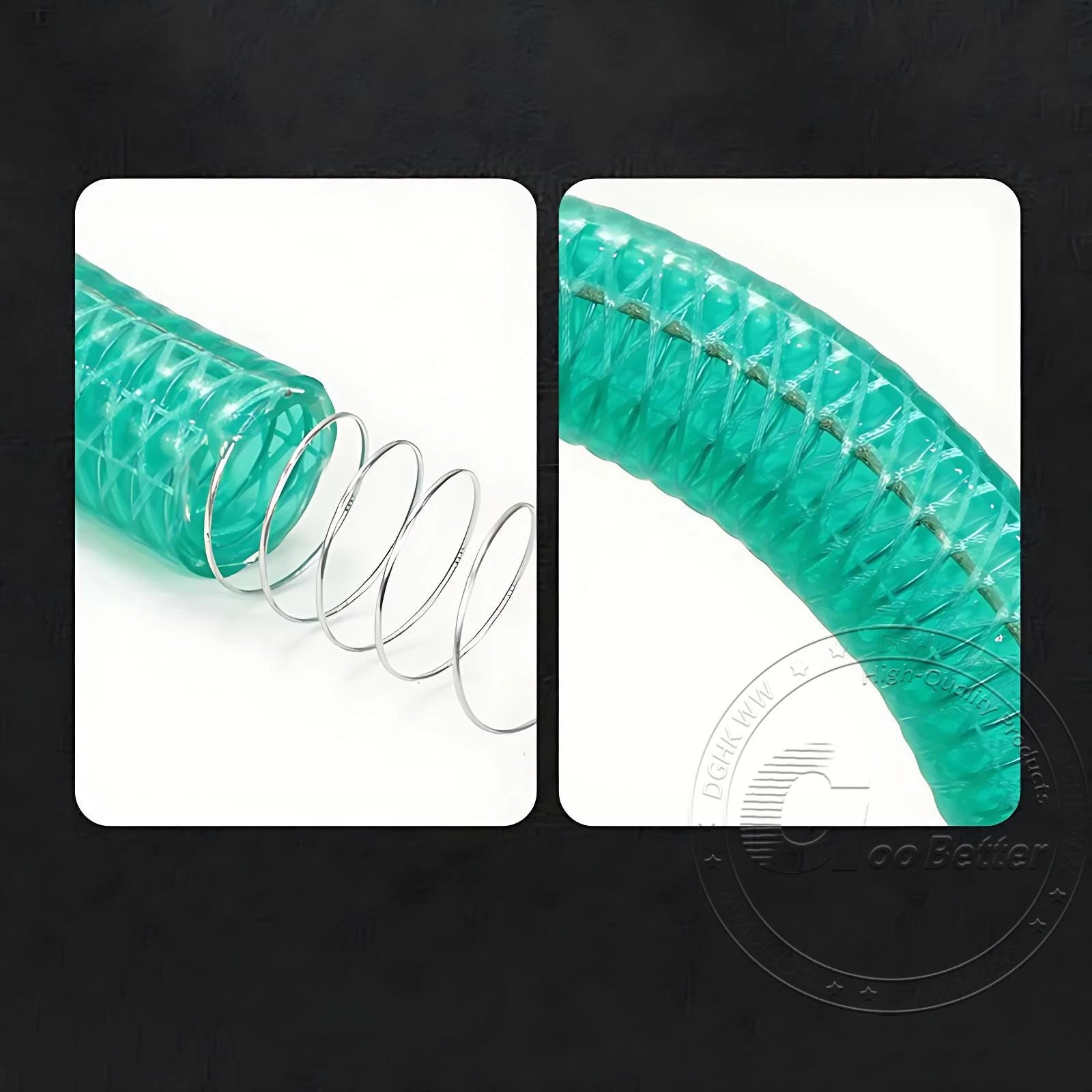 Braided Wire Reinforced Flexible PVC Hose Pipe — Water & Fuel Transfer, Green