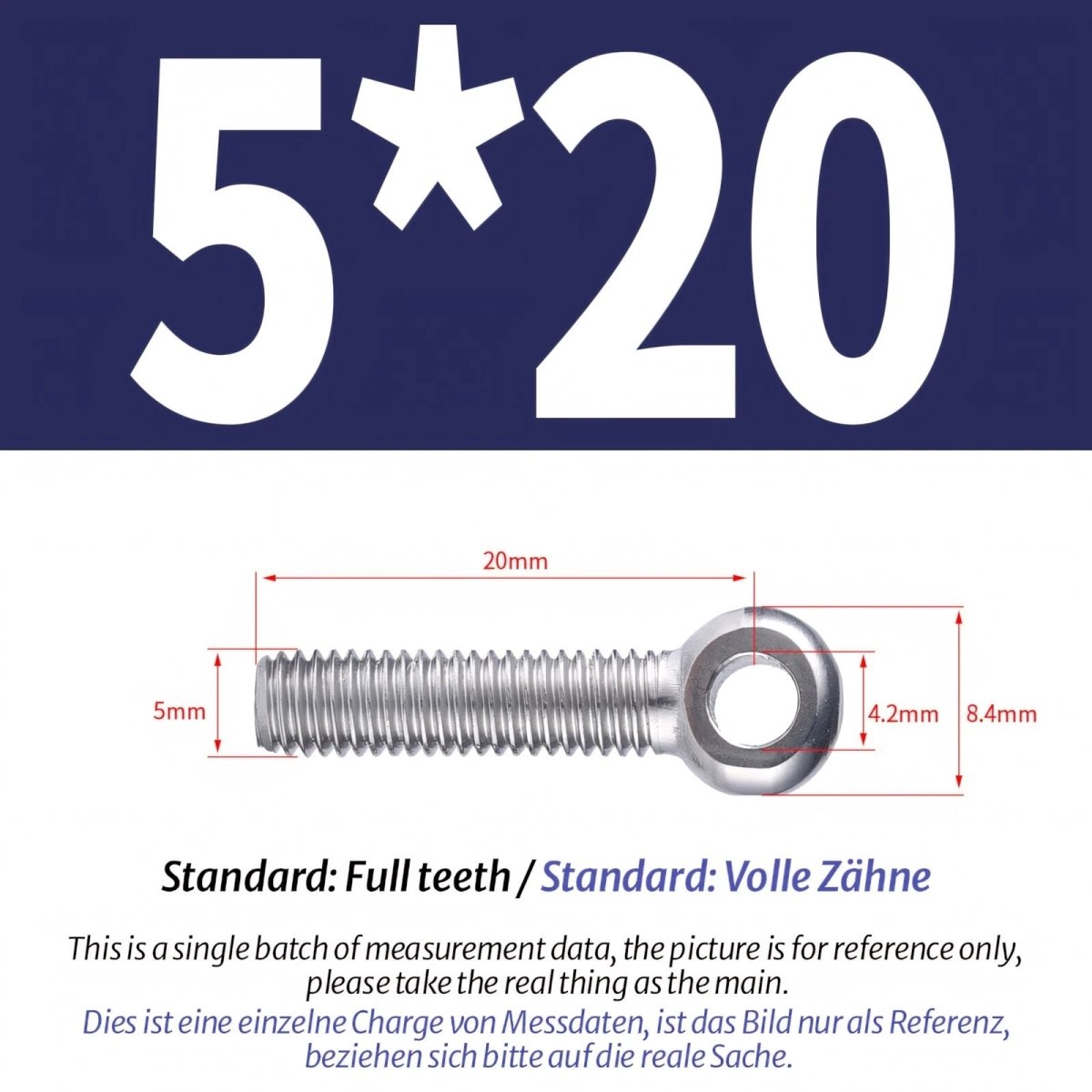 M5 M6 Stainless Steel Eye Bolts — A2 304 Threaded Ring Eyelet Screws for Catenary Wire & Hanging - HomeDIYer