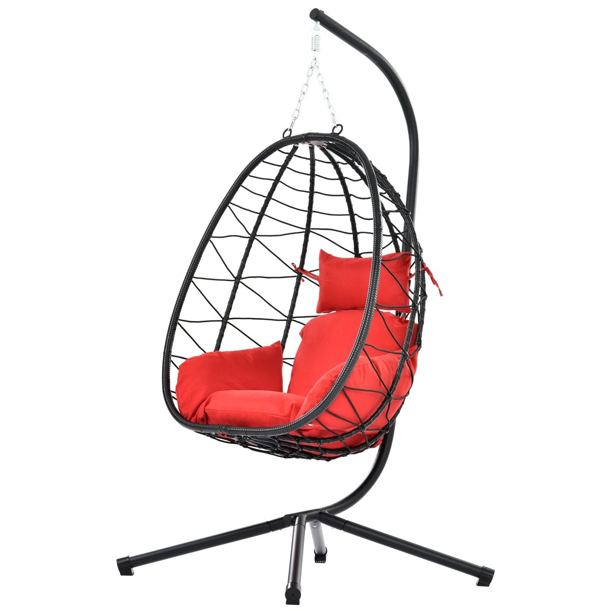 Red Egg Chair with Stand - All - Weather Hanging Wicker Swing Chair - HomeDIYer