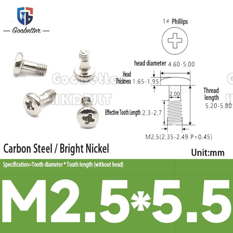 Round Head Machine Screws M2 M2.5 M2.6 | Carbon Steel & Stainless | 100–500 PCS - HomeDIYer