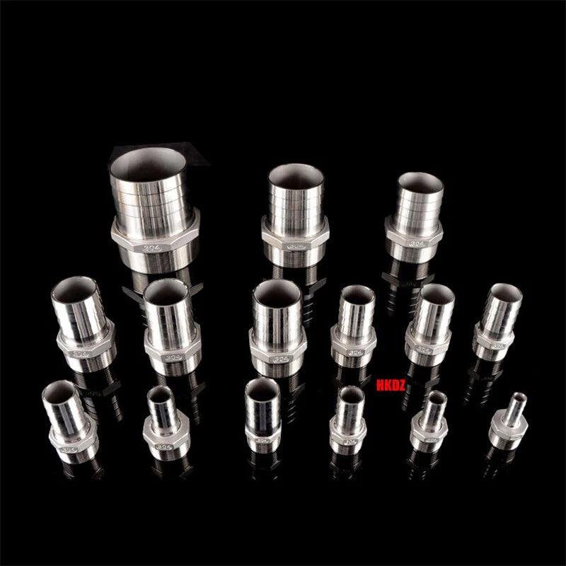 BSP Male Thread Barb Hose Tail Connector 304 Stainless Steel — 1" to 3"