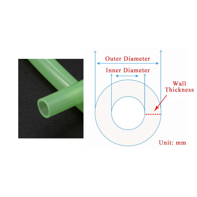 Bright Green Food Grade Silicone Tube — Flexible Hose Pipe, ID 2–6mm, 1M–50M