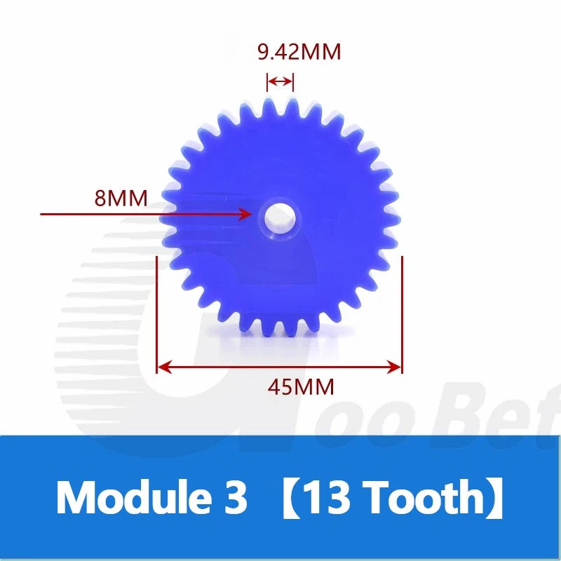 Module 3 Nylon Flat Gear Spur Gear Plastic 12-60 Tooth Pinion Motor Gear Blue