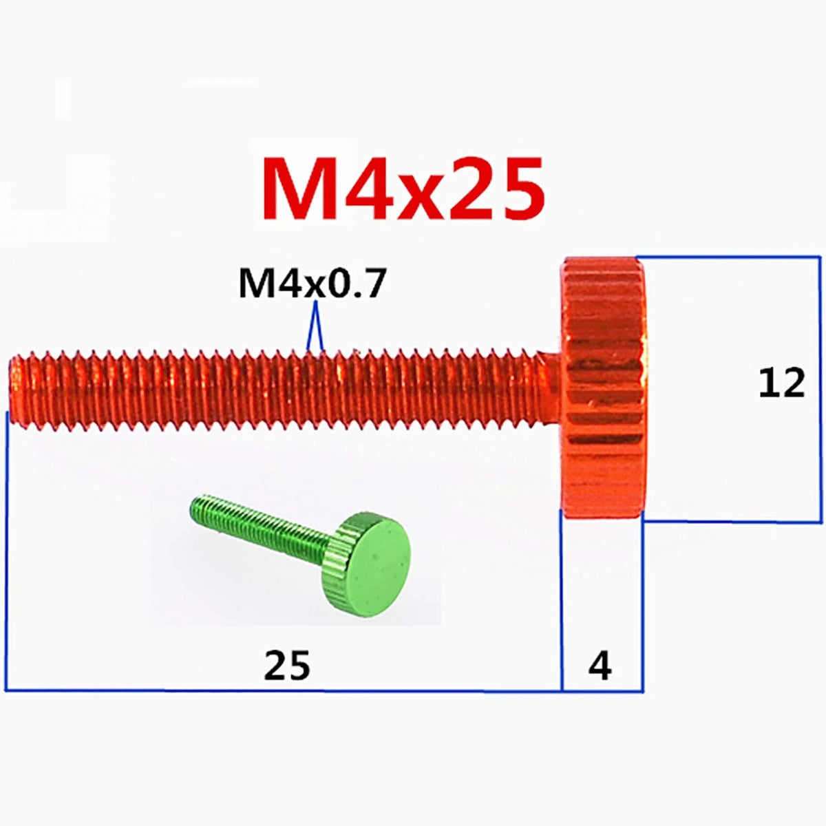 Colorful Thumb Knurled Screws M2.5 M2.6 M4 — Hand Tighten Knob Bolts