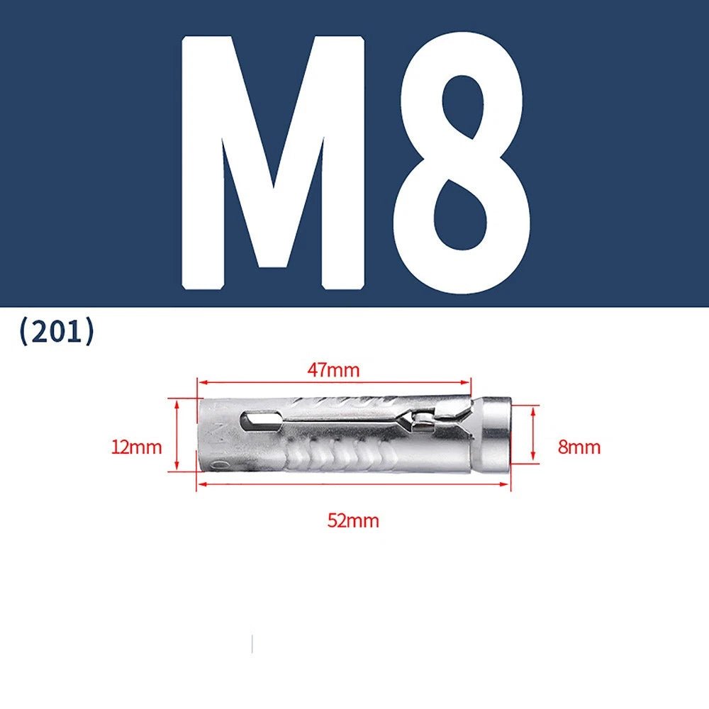 Stainless Steel Expansion Tube Bolts M6 M8 M10 M12 | 201 & 304 | 48mm–63mm - HomeDIYer