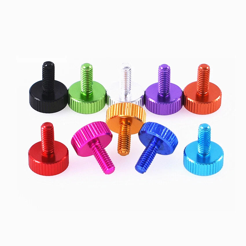 Aluminium Alloy Knurled Thumb Screws M4x8/10/12mm Hand Grip Knob Bolts Colourful