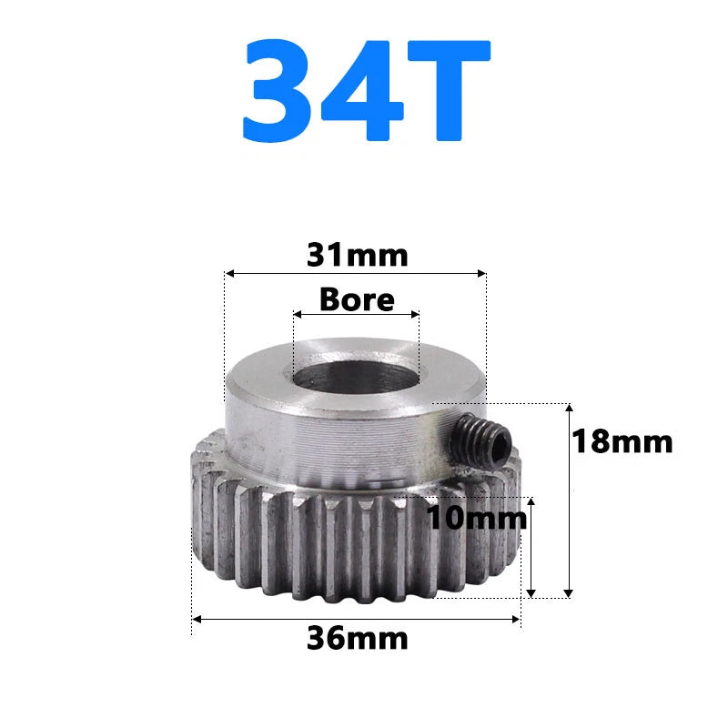 Spur Gear 1 Module Bore 6/8/10/12/15mm Teeth 31-120 Pinion 45 Steel Hard Tooth