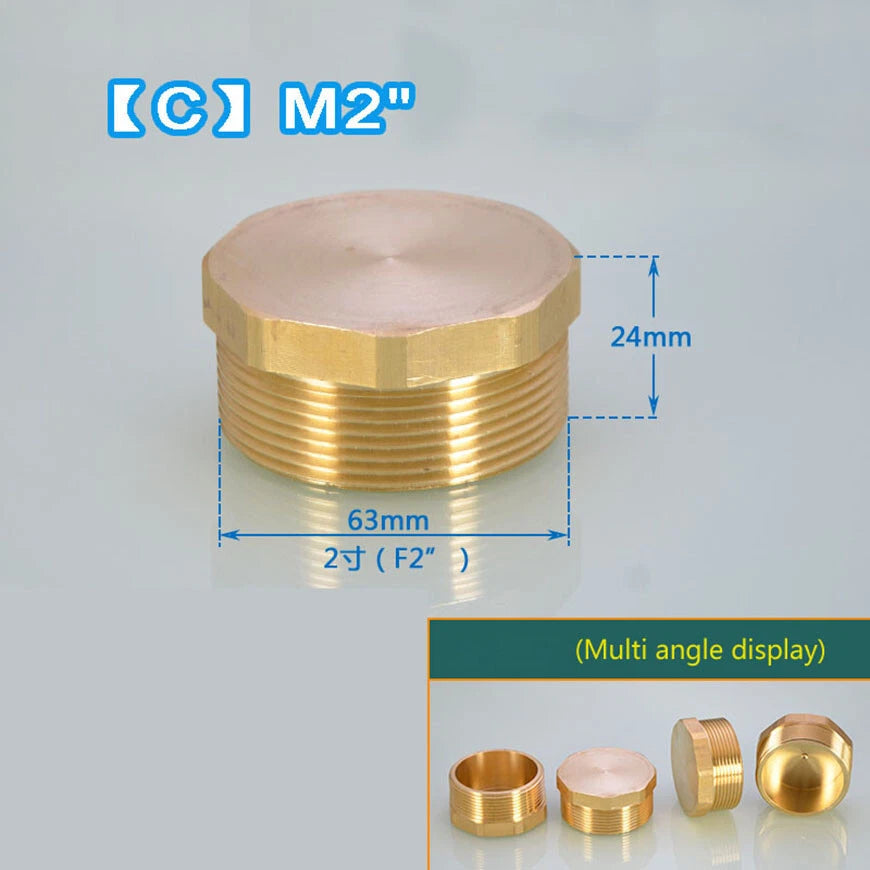 Brass Octagonal Blanking Plug — Male & Female Pipe End Cap | 1-1/4" 1-1/2" 2"