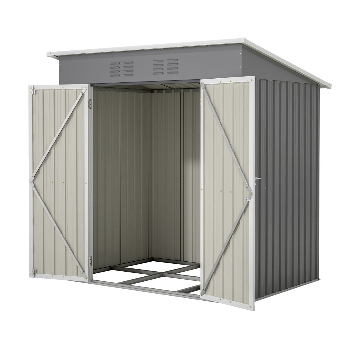 6'x4' Outdoor Metal Storage Shed for Garden Tools Lockable Door With Floor Frame - HomeDIYer