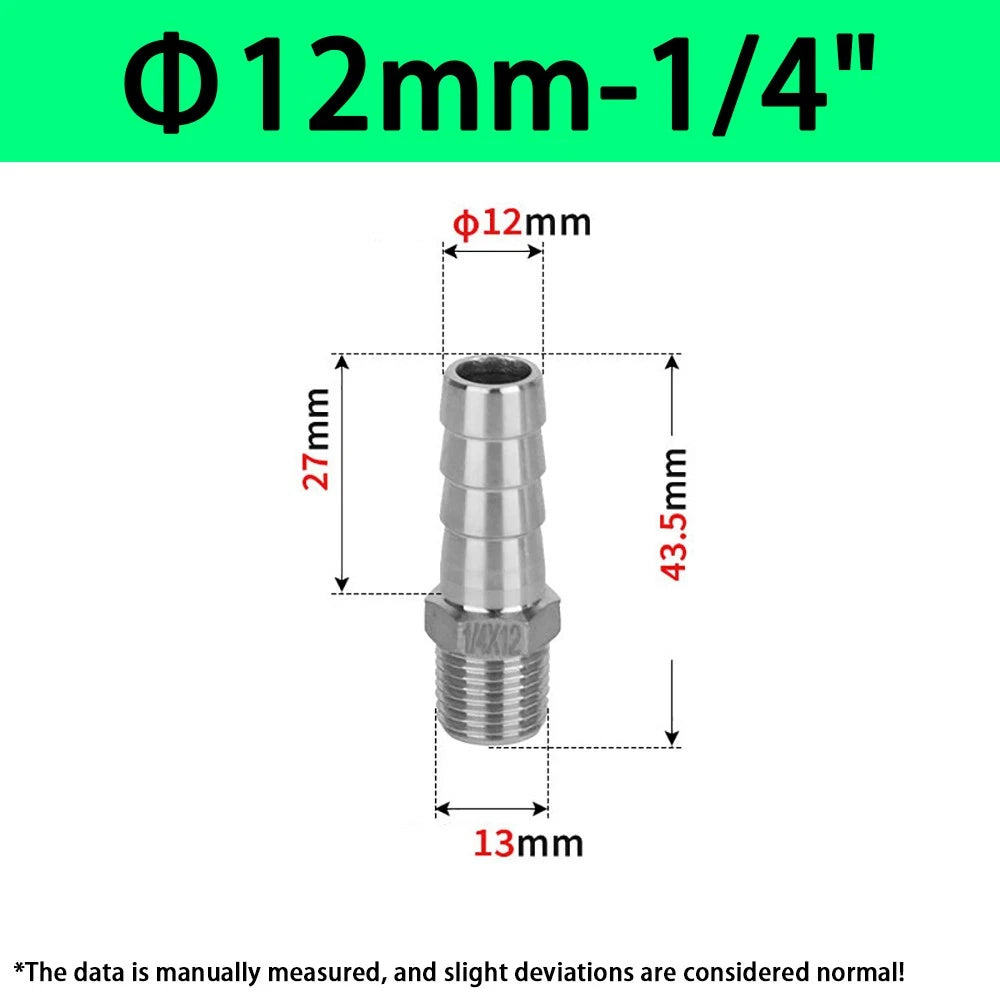 Male NPT Hose Barb Adapter Fittings – 316L Stainless Steel