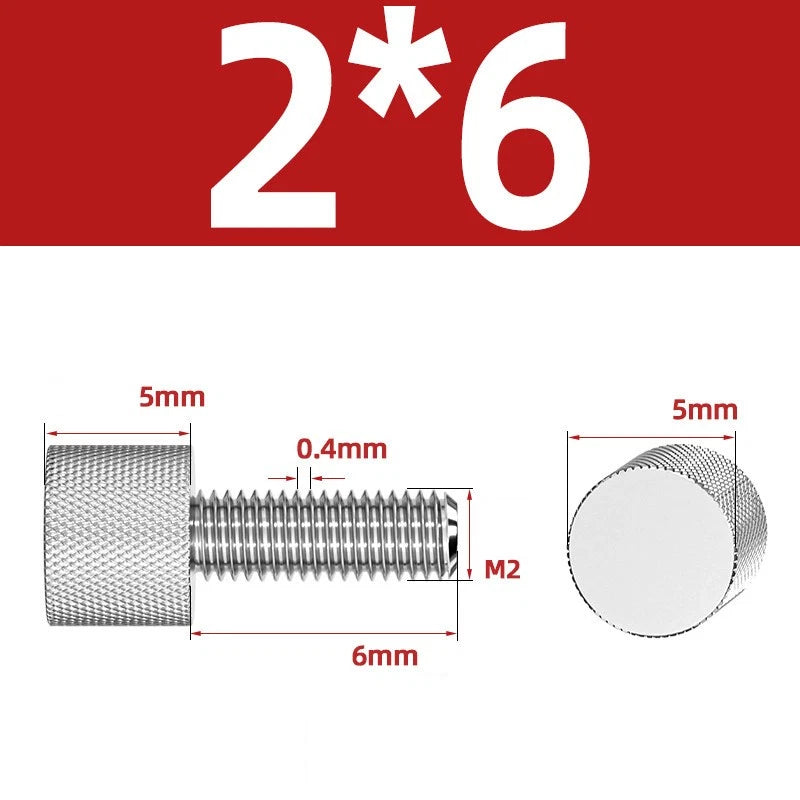 Knurled Thumb Screws A2 Stainless Steel — Flat Head Thumbscrew Bolts M2 M2.5 M3 M4 M5 M6 M8