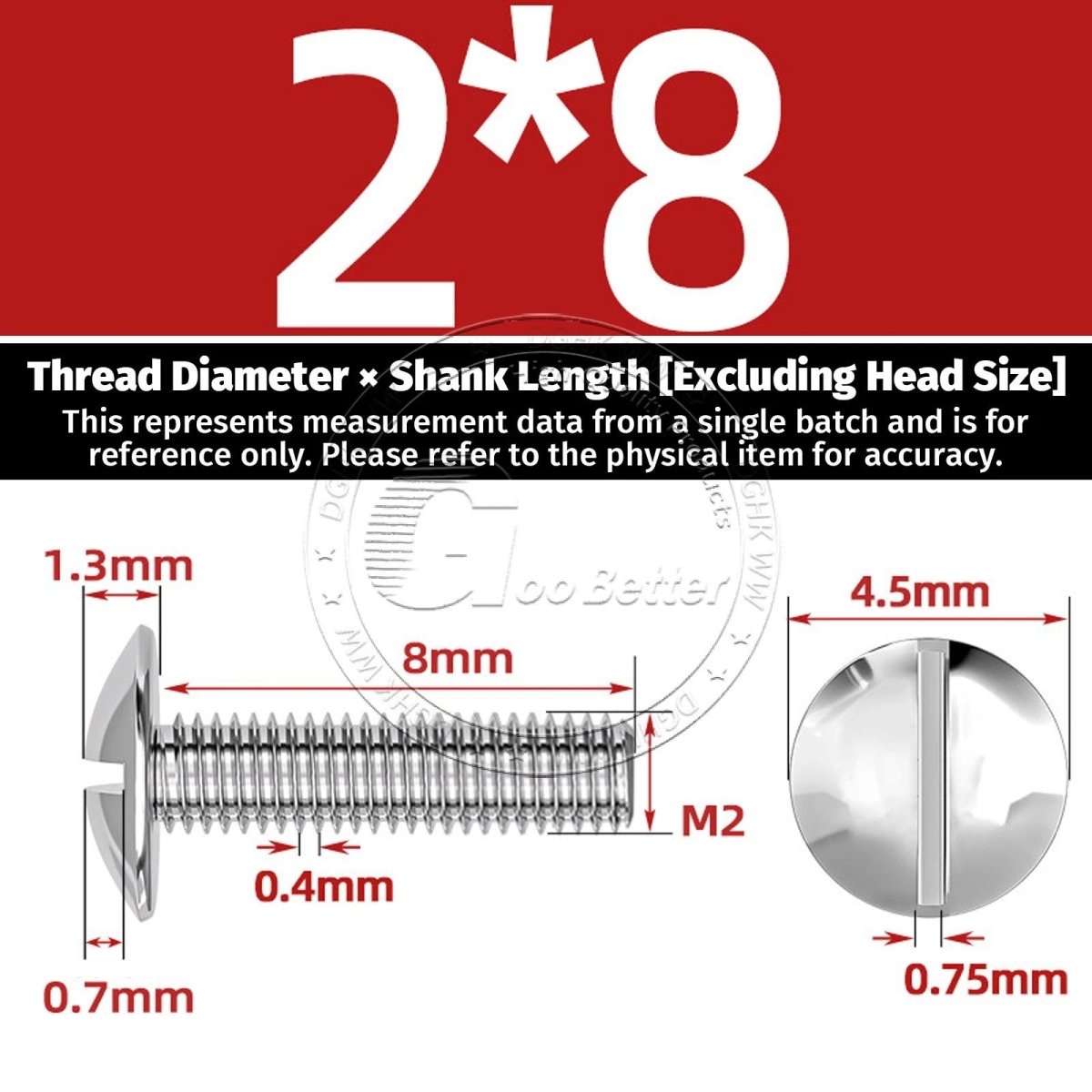 A2 Stainless Steel Mushroom Head Slotted Machine Screws — M2 to M8, Multiple Lengths - HomeDIYer
