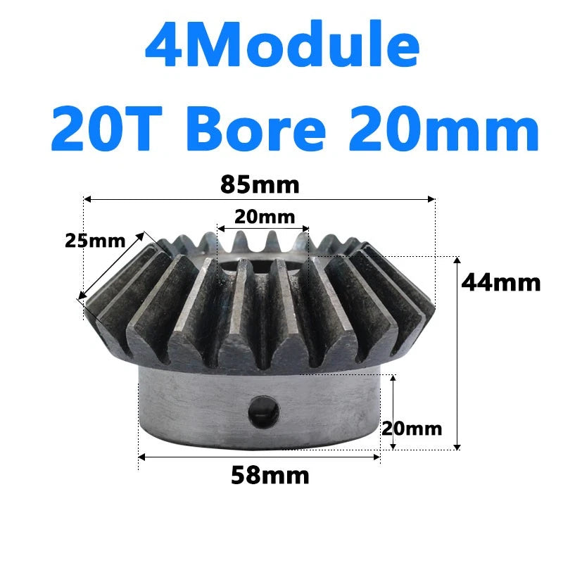 Bevel Gear 4 Module Ratio 1:1 Teeth 20 Bore Dia 20mm 22mm 24mm 25mm 28mm - 40mm