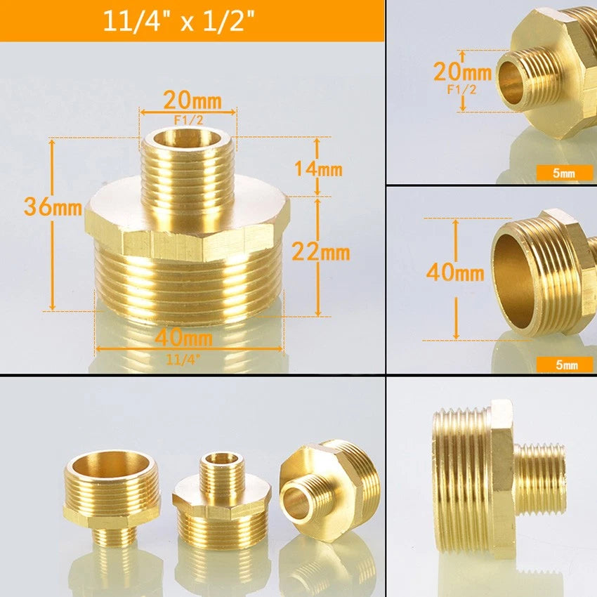 BSP Male Thread Reducer Nipple — Brass Pipe Fitting Connector Adapter