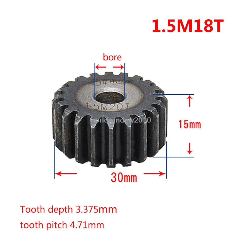 45# Steel Spur Gear 1.5M12T-60T Metal Mod 1.5 Pinion Gear 12-60 Tooth Moter Gear