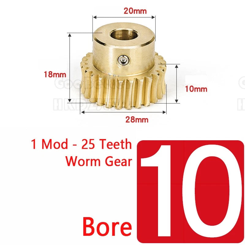 1 Module 45 Steel Worm Shaft & Brass Worm Gear Wheel 25 Tooth Transmission Gear