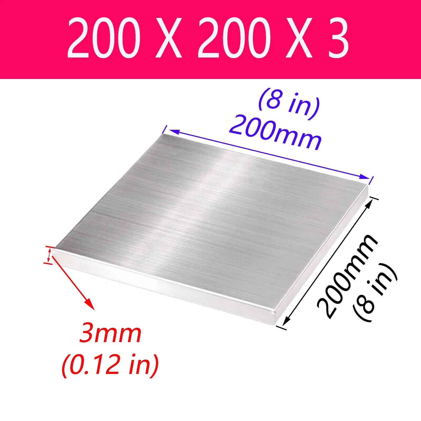 Stainless Steel Sheet Bright Polish 3mm Thick Many Size Grade A2 304 L50-450mm