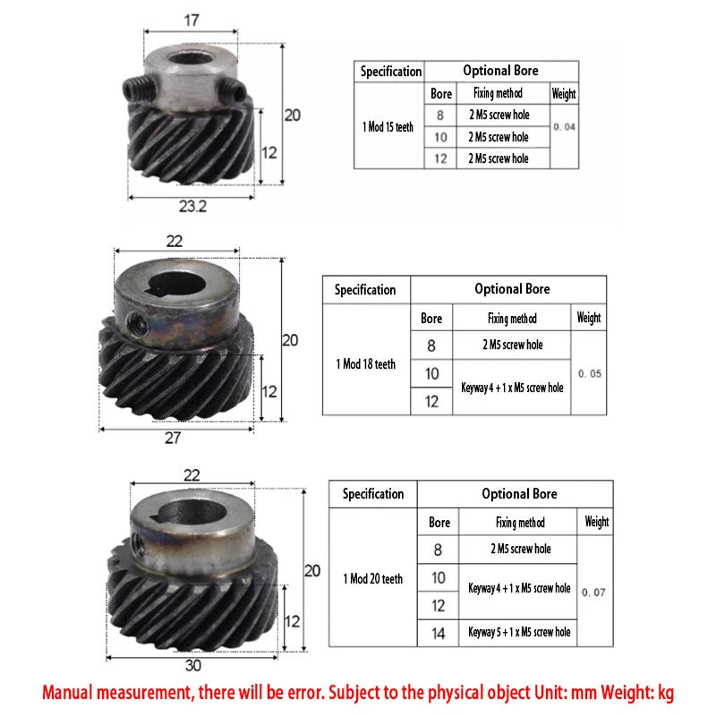 1/1.5/2 Modulus Helical Gear With Step 45° Right Spiral Motor Transmission Gear