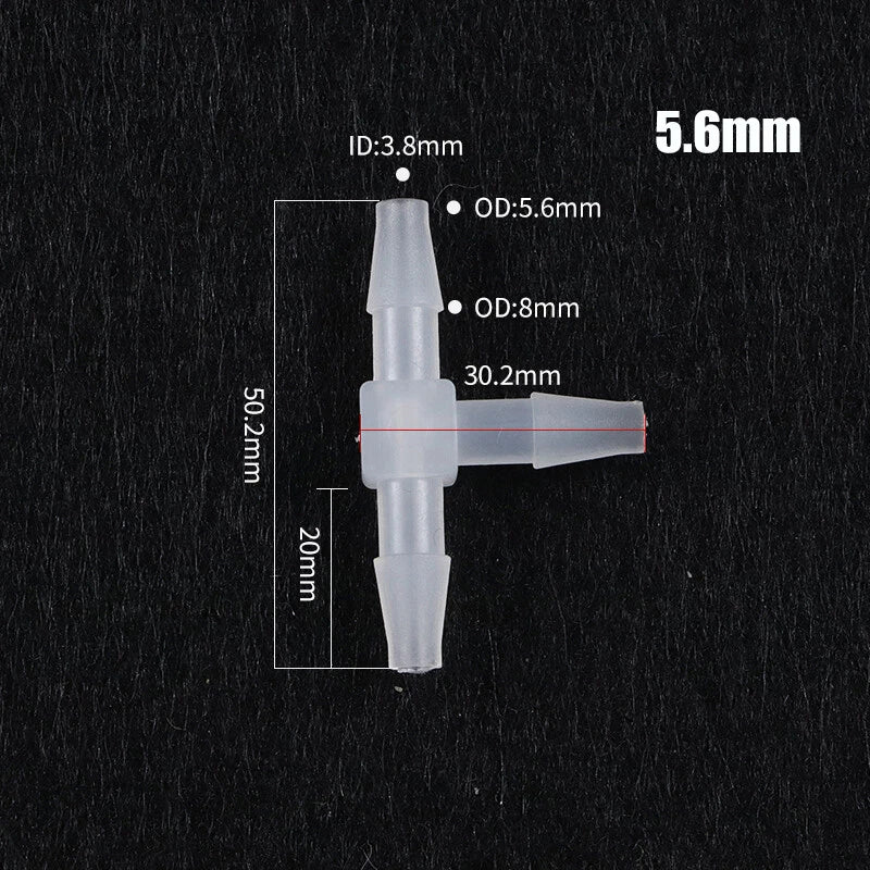 Plastic Connector Barbed Pipe Hose T Piece Joiner Tubing Air Fuel Water 3 Way