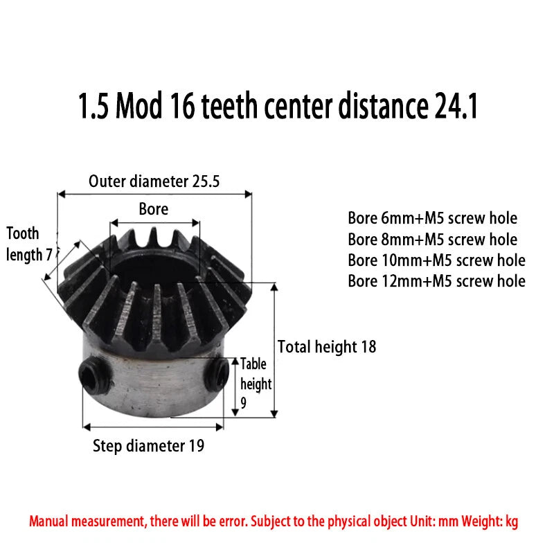 0.5/1/1.25/1.5/2 Mod Bevel Gear 12-40 Teeth Transmission Gears Bevel Teeth 90°