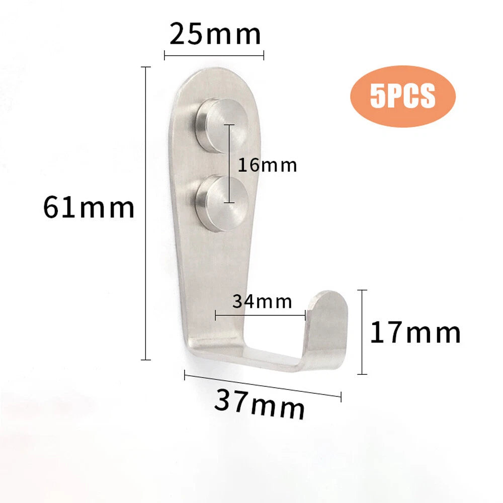 304 Stainless Steel Bathroom Kitchen Wall Door Holder Hook Hanger Hooks
