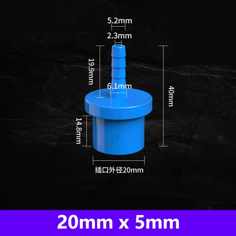 5mm to 63mm Hose Nozzle PVC Plastic Pipe Fittings Barb Connectors Sleeve Blue
