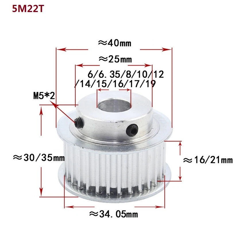 HTD-5M 10-28T Timing Belt Pulley Synchronous Wheel Pitch 5mm Tooth Width 16/21mm