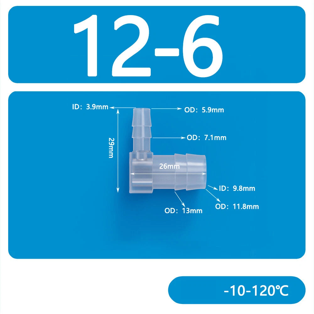 L-Shaped Reducer Elbow Hose Connector — Plastic Tube Fitting for Air & Water Lines