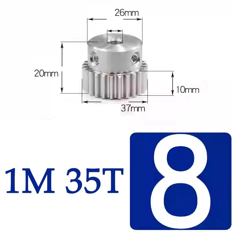Spur Gears 1M Transmission Gear With Step Stainless Steel Motor Gear 32~50 Teeth