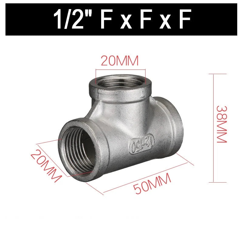 304 Stainless Steel Threaded Pipe Fittings — 1/2" NPT Nipples, Elbows, Tee & Caps