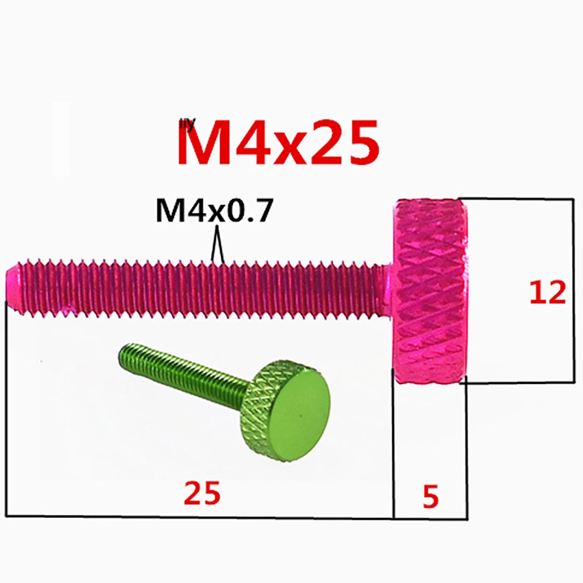 Colorful Thumb Knurled Screws M3.5 - M6 Hand Tighten Grip Knob Bolts 4.5 - 30mm