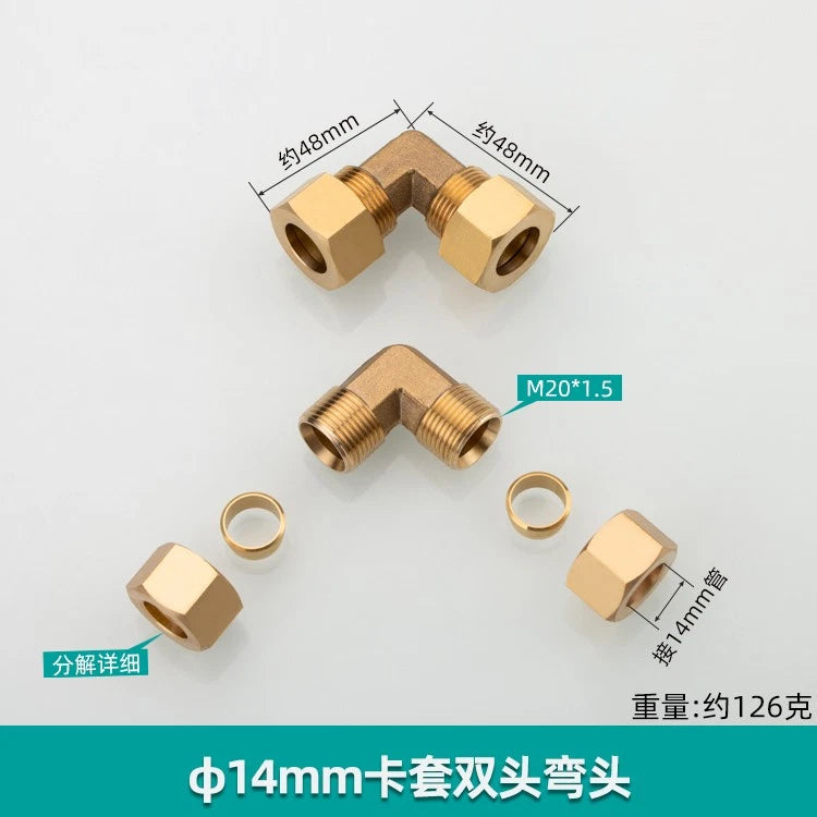 Brass Compression 90° Elbow Fitting — Double Ferrule Connector for Copper Tube