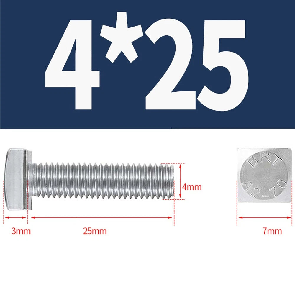 M4 M5 M6 Square Head Bolts Full Threaded – A2 304 Stainless Steel