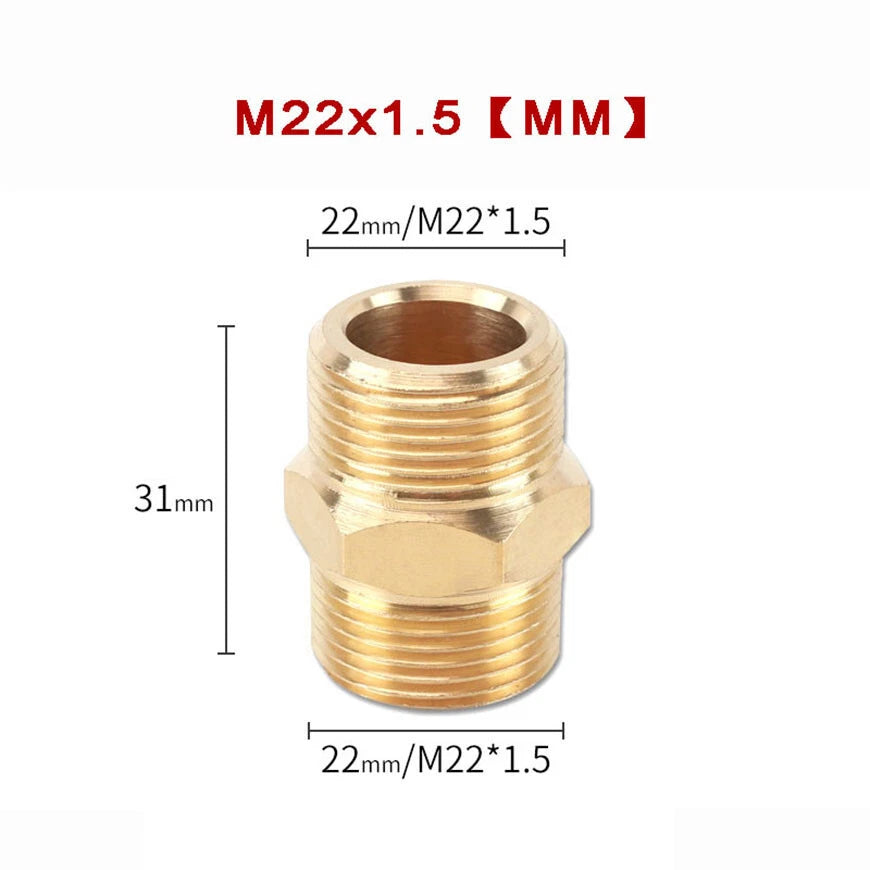 M22x1.5 Brass Hex Nipple Pipe Adapter — FM / MM / FF & Reducer Fittings
