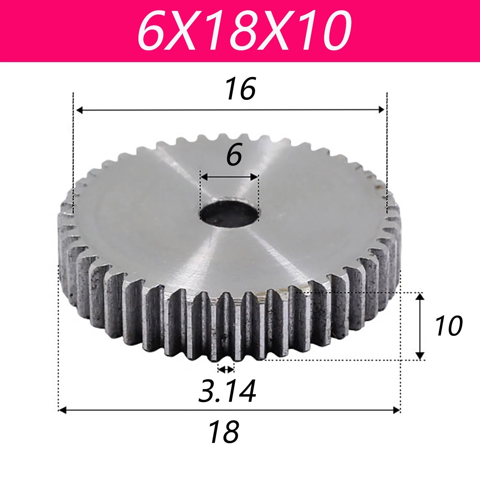 1 Modul 45# Steel Spur Gears Pinion Gear Thick 10mm 8-200 Teeth Dia 18~153mm