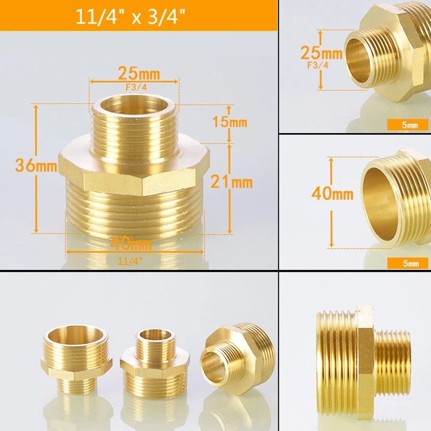 BSP Male Thread Reducer Nipple — Brass Pipe Fitting Connector Adapter