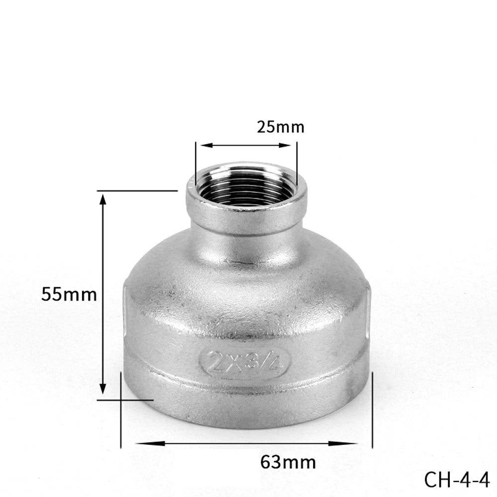BSP Female Threaded Pipe Reducer Coupling — Stainless Steel A2, 1/2" to 4"