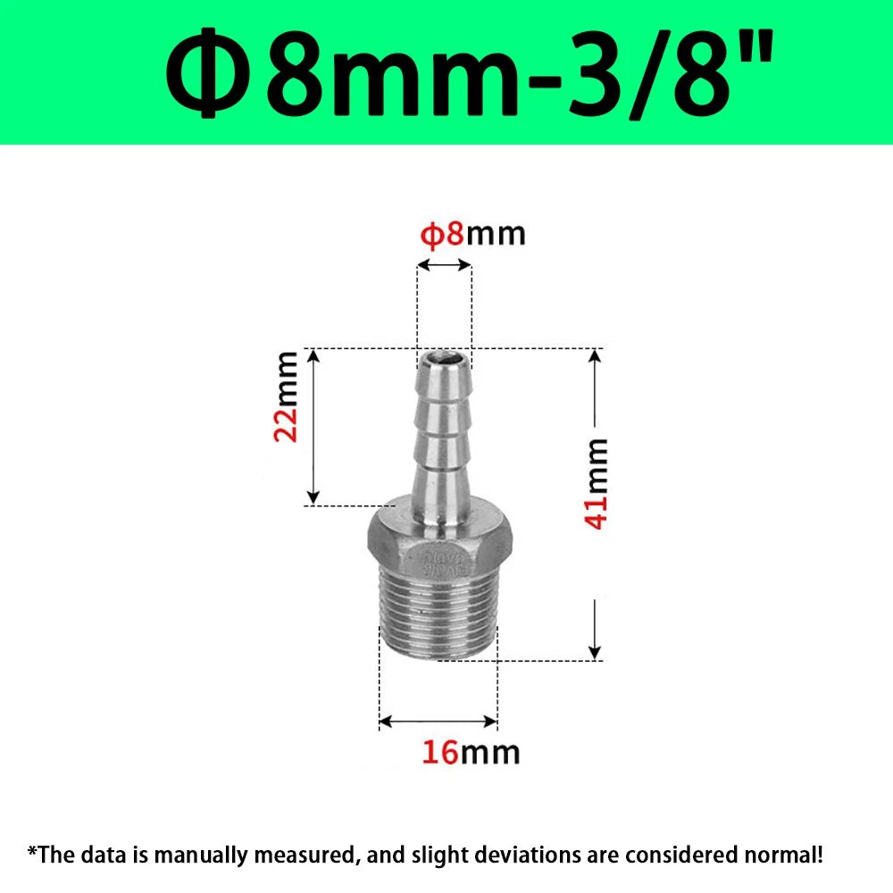 Male NPT Hose Barb Adapter Fittings – 316L Stainless Steel